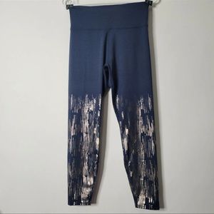 Joylab Women Size M Blue Leggings Silver Metallic Detailing 7/8 Length - NWOT